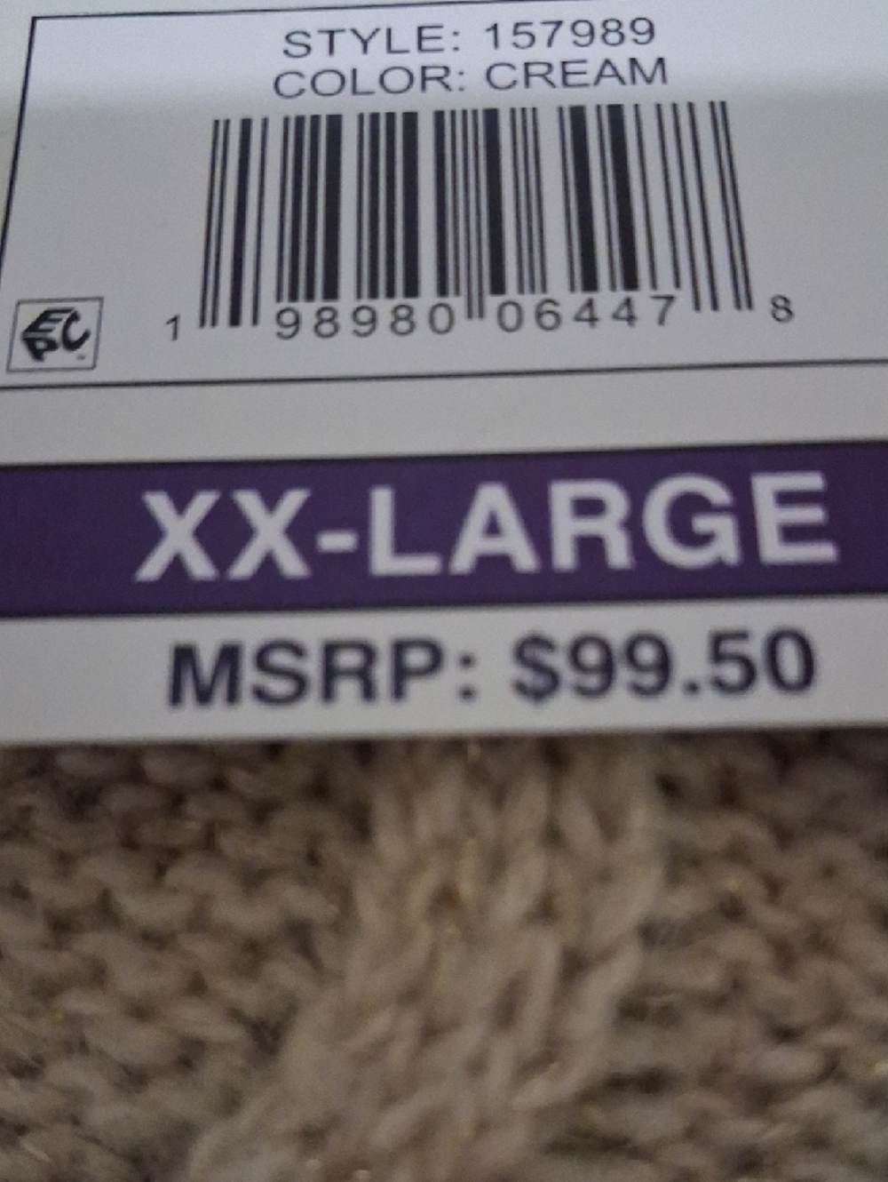 NWT Womans Cable Knit Crewneck Sweater in Beige - XX-Large - Picture 7 of 9